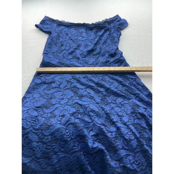 Vintage B Darlin Dress Womens Size 16W Blue Lace Fit & Flare Boat Neck Midi Y2K - Picture 4 of 6